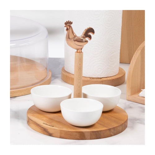 Porte-Bol « Cocorico » En Hêtre Huilé Naturel Ø21 X H.18 Cm