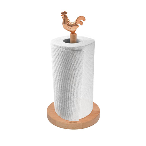 Porte-Rouleau « Cocorico » En Hêtre Huilé Naturel Ø15 X H.31 Cm