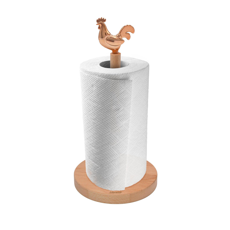 Porte-Rouleau « Cocorico » En Hêtre Huilé Naturel Ø15 X H.31 Cm