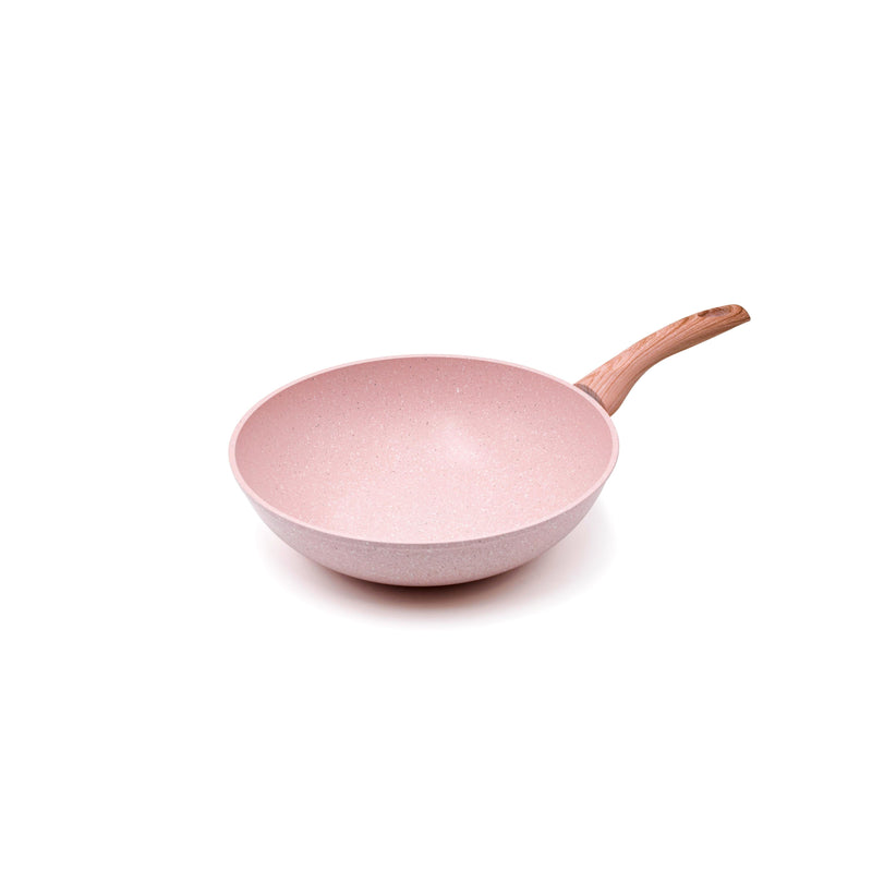 Soucoupe Wok/Pâtes Ø 28 Cm Poignée En Bois Rose Rose