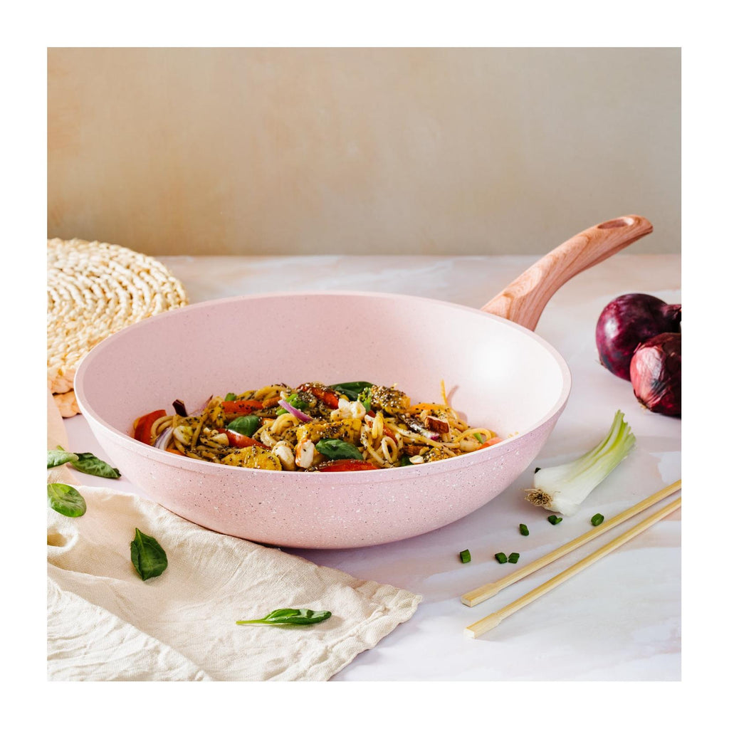Wok/Pasta Saucer - Stonerose - 28 CM Wooden Handle