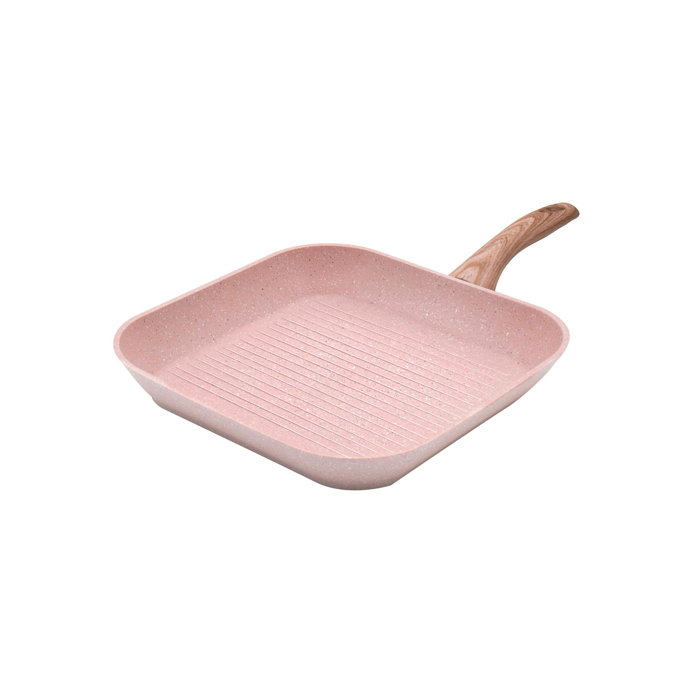 Poêle Grillée - Stonerose - 28X28 Cm Avec Manche En Bois