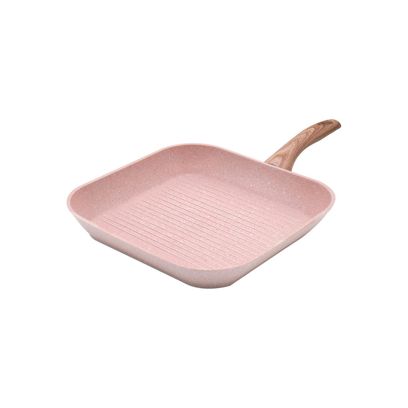 Poêle Grillée - Stonerose - 28X28 Cm Avec Manche En Bois