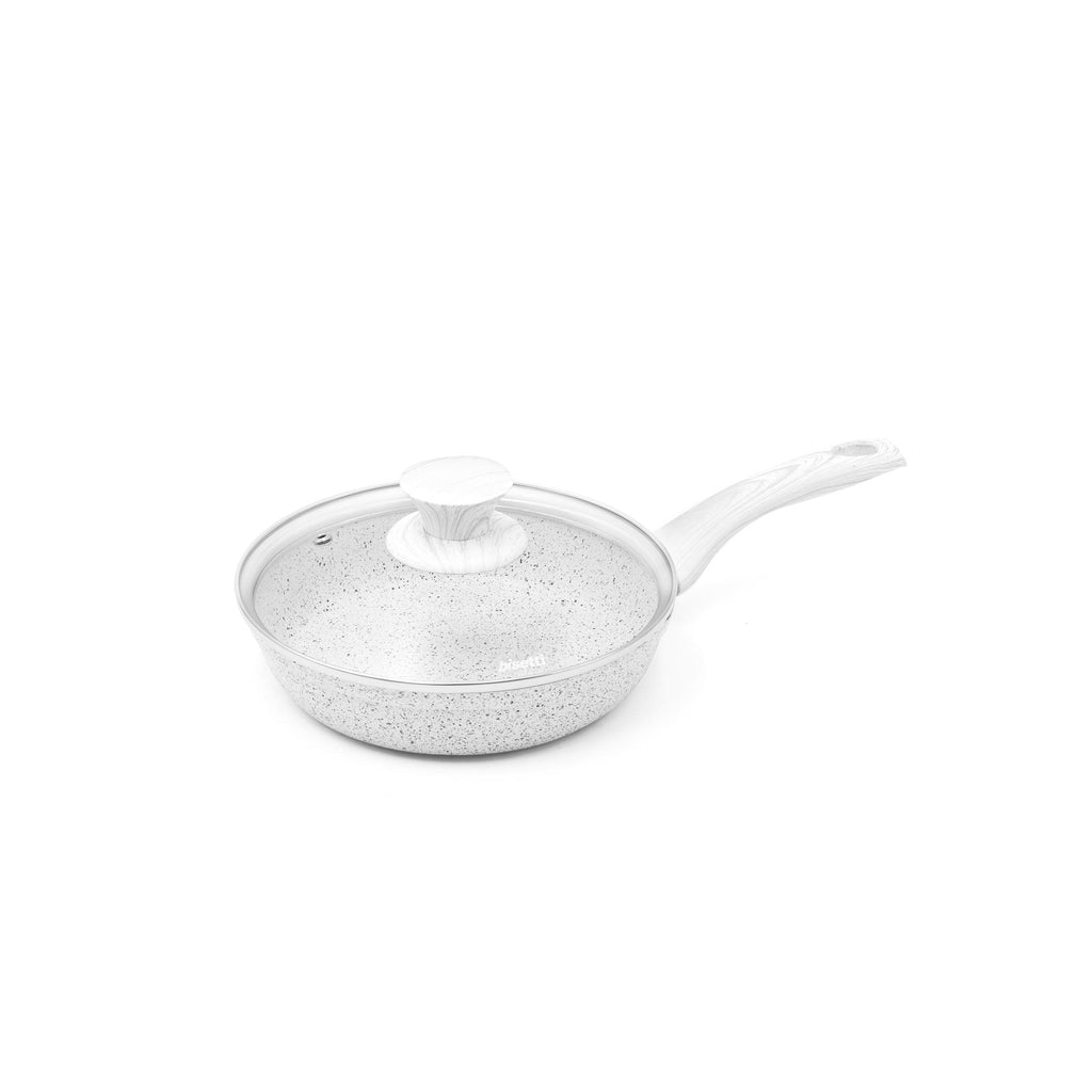20 CM Pan - Stonewhite With Natural Wood Handle