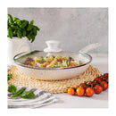 Poêle 24 Cm « Stonewhite » Avec Poignée De Couvercle, Design Bois Blanc