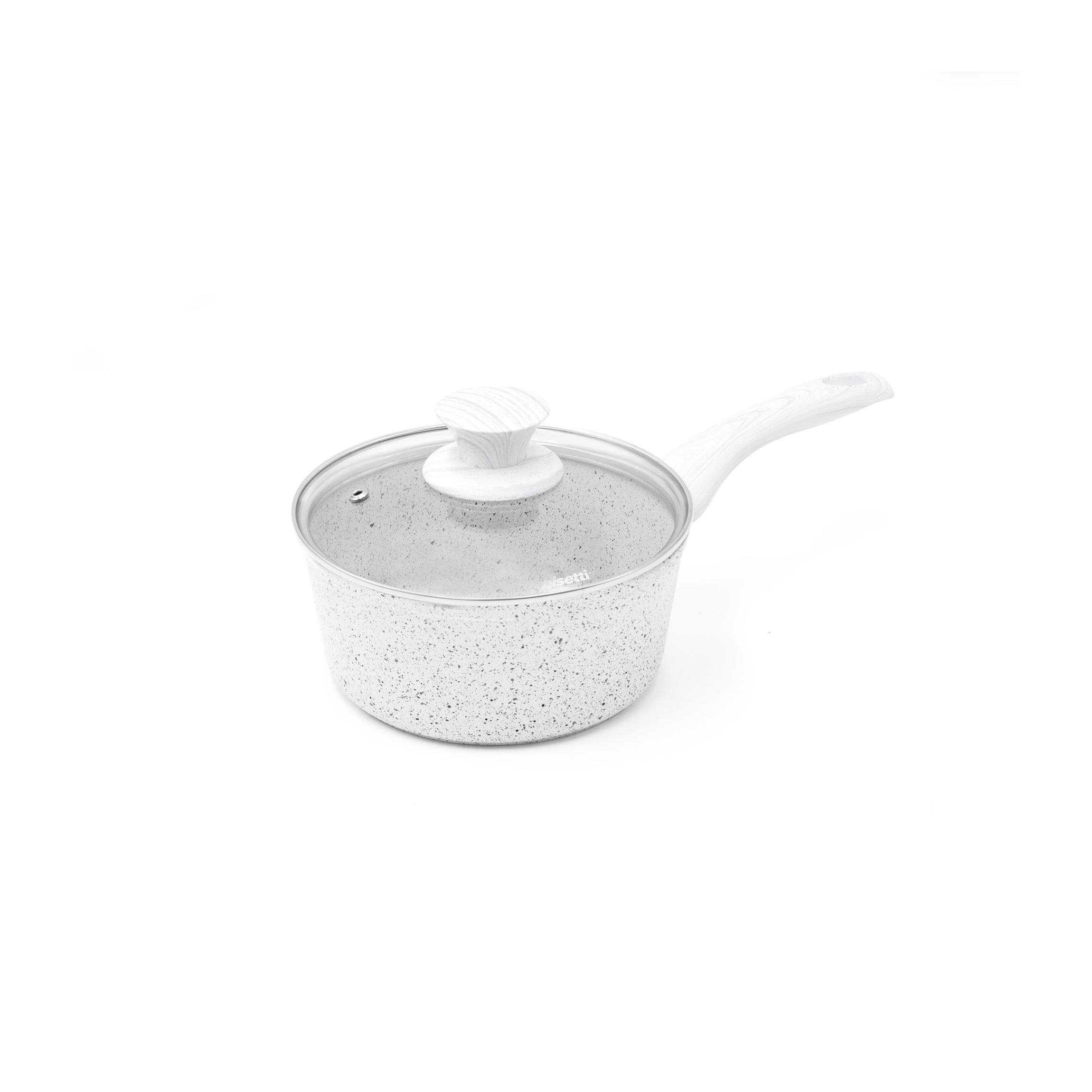 Ø 18 cm Saucepan « Stonewhite » with Lid Handle and White Wood Effect