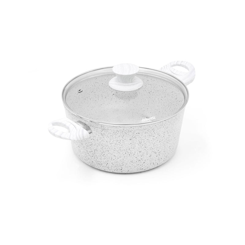 Cassere Ø 24 Cm « Stonewhite » Avec Poignée De Couvercle, Effet Bois Blanc