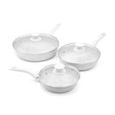 Ensemble De 6 Pièces, Goupille À Frire Ø 20, 24, 28 Cm. Avec Des Poignées En Bois Blanc « Stonewhite »