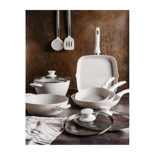 Batterie 10 Pièces. Poignées En Bois Blanc « Stonewhite »