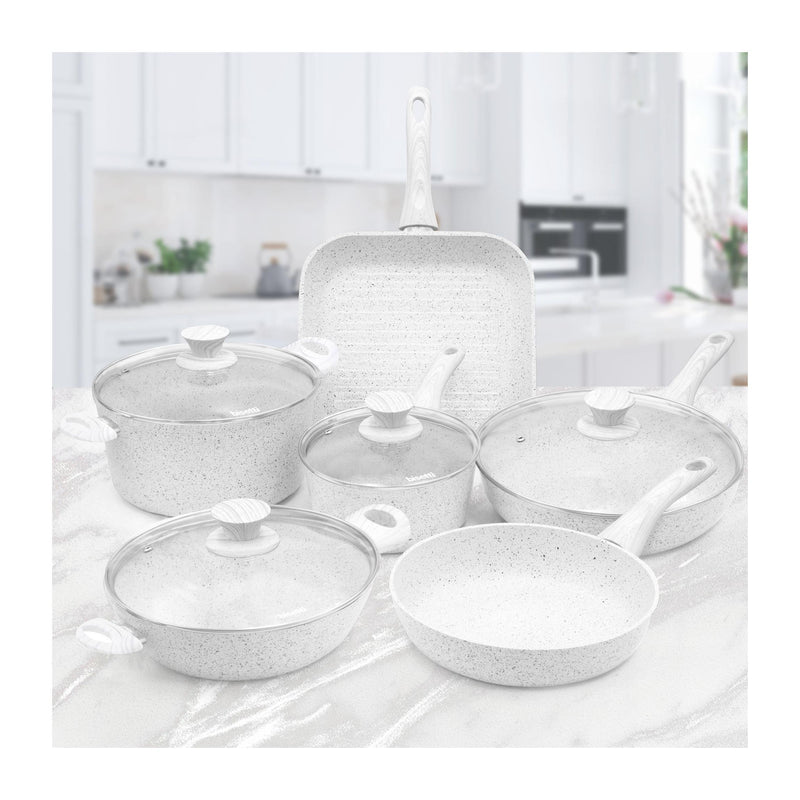 Batterie 10 Pièces. Poignées En Bois Blanc « Stonewhite »