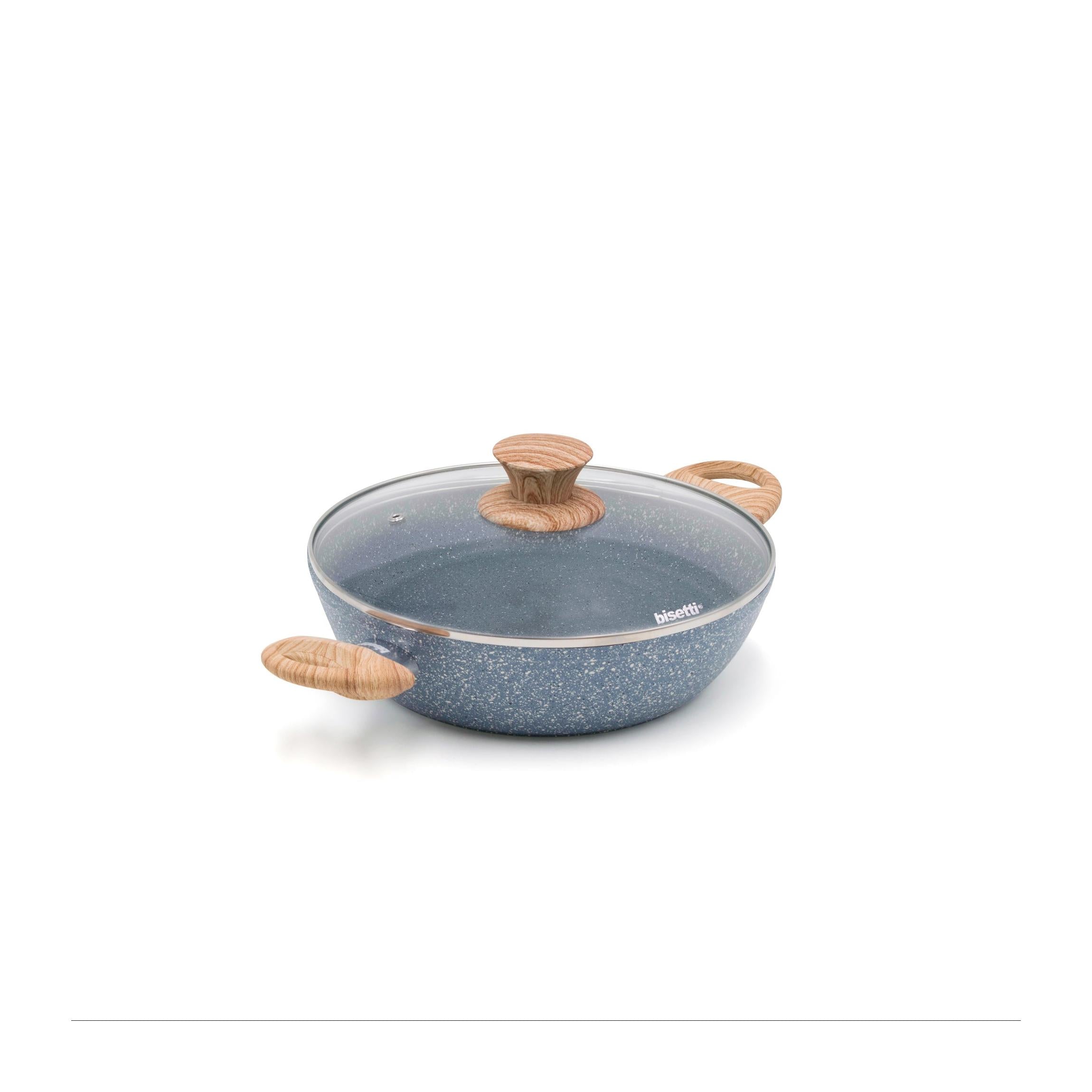Frying Pan - 24 Cm - Pierre Gourmet - With Lid And Wooden Handle