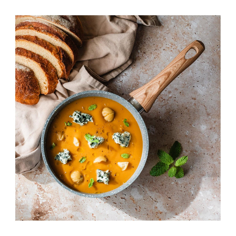 Cassere Ø 18 Cm « Pierre Gourmet » Avec Poignée De Couvercle En Bois Naturel