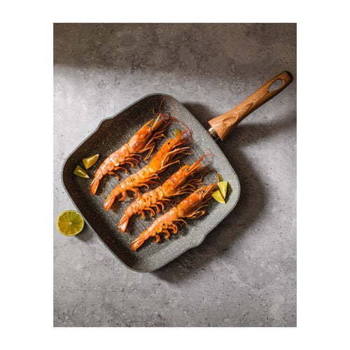 Poêle À Gril « Pierre Gourmet » Poignée En Bois 28X28 Cm