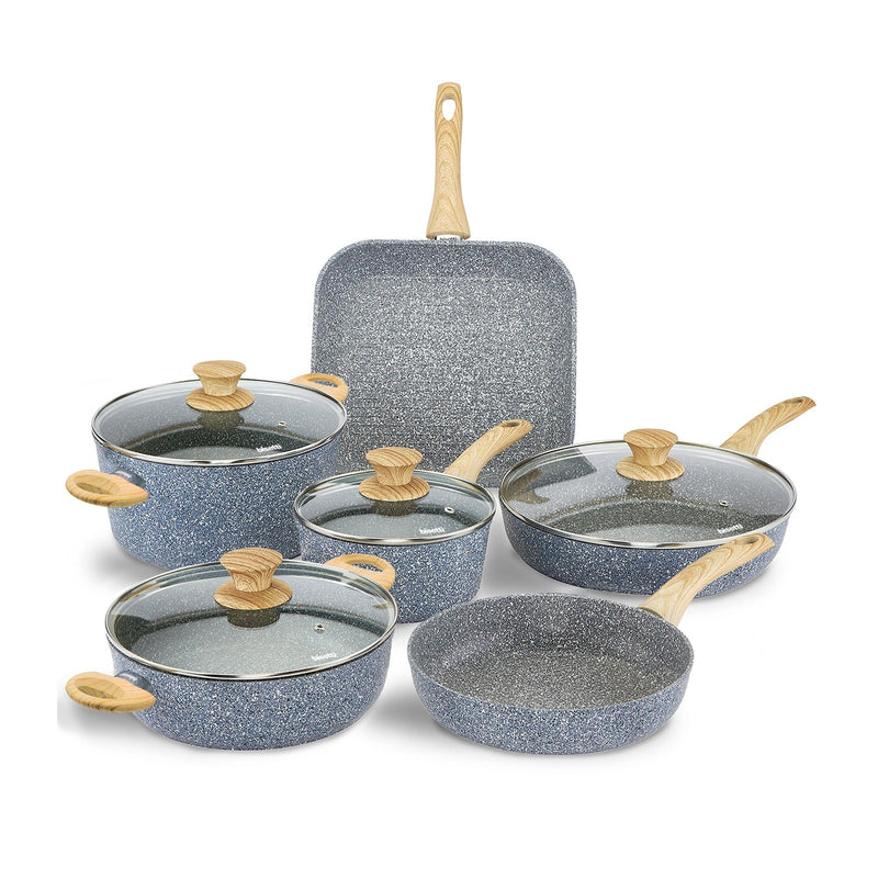 Batterie 10 Pièces. « Pierre Gourmet » Manipule Design Bois Naturel