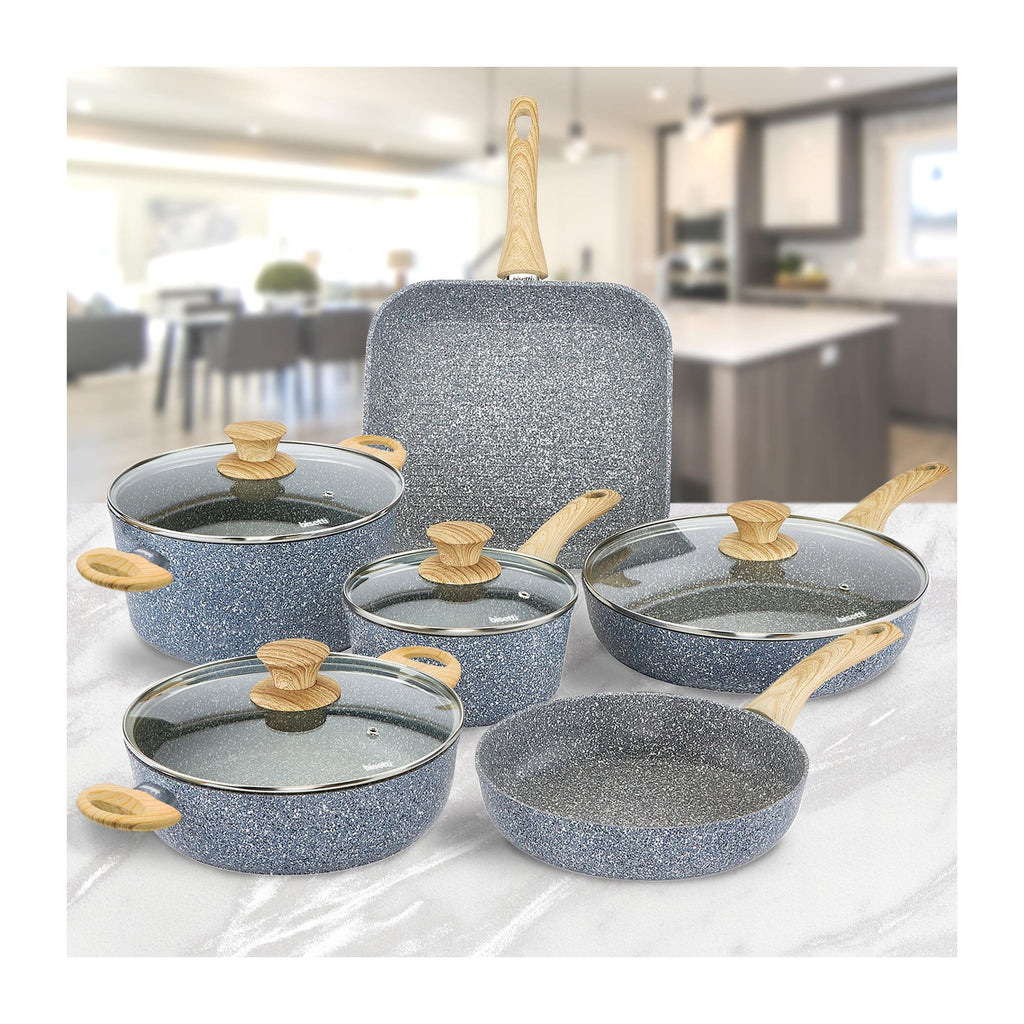Batterie 10 Pièces. « Pierre Gourmet » Manipule Design Bois Naturel