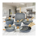 13-Piece Cookware Set. "Pierre Gourmet" Natural Wood Design Handle
