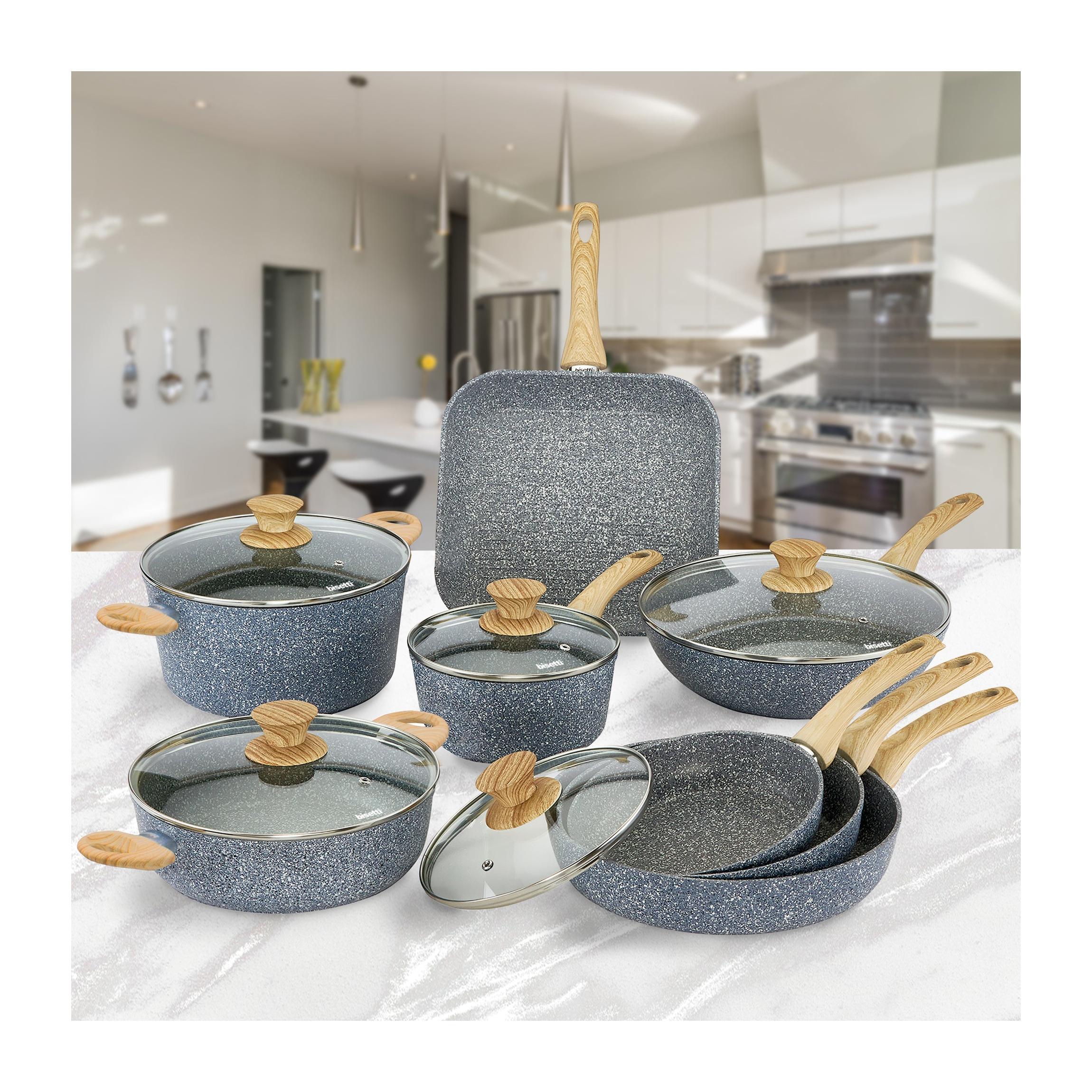13-Piece Cookware Set. "Pierre Gourmet" Natural Wood Design Handle