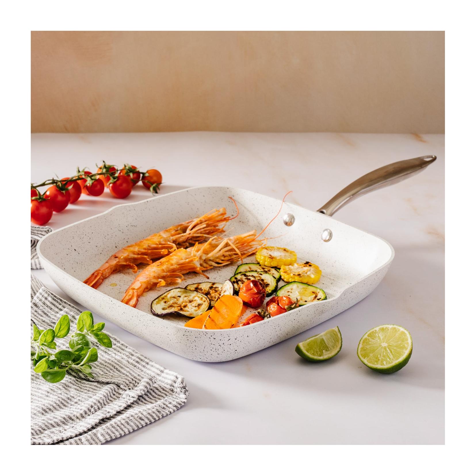 13-Piece Cookware Set - Stonewhite - Steel Handles