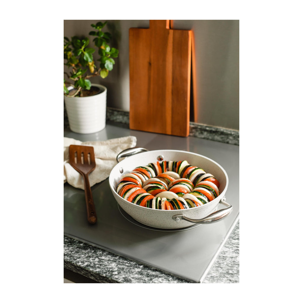 13-Piece Cookware Set - Stonewhite - Steel Handles