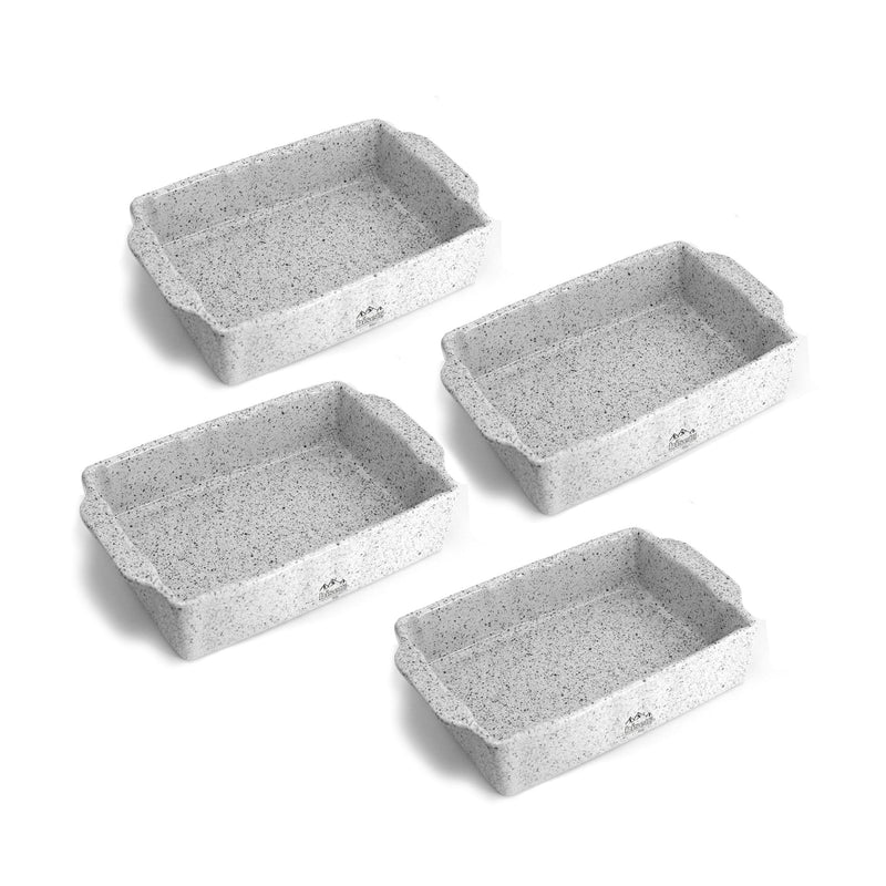 Ensemble De 4 Petits Plats Rectangulaires En Grès À Haute Résistance En Grès Blanc