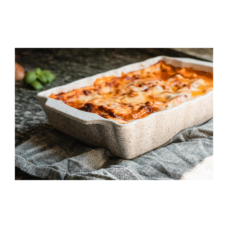 Ensemble N° 2 Plats De Cuisson Rectangulaires (Moyens Et Grands) Grès Haute Résistance Stonewhite