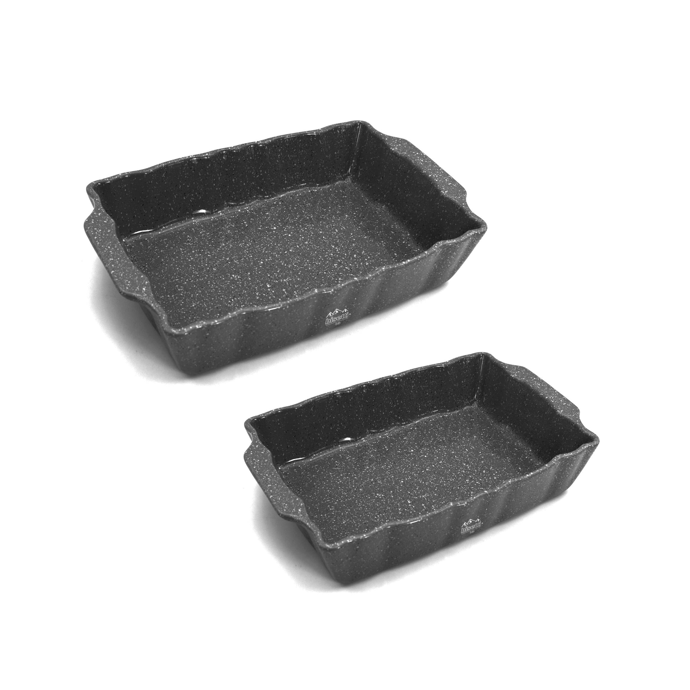 Jeu N° 2 Plats Rectangulaires (Moyens Et Grands) Grès Haute Résistance Pierre Gourmet