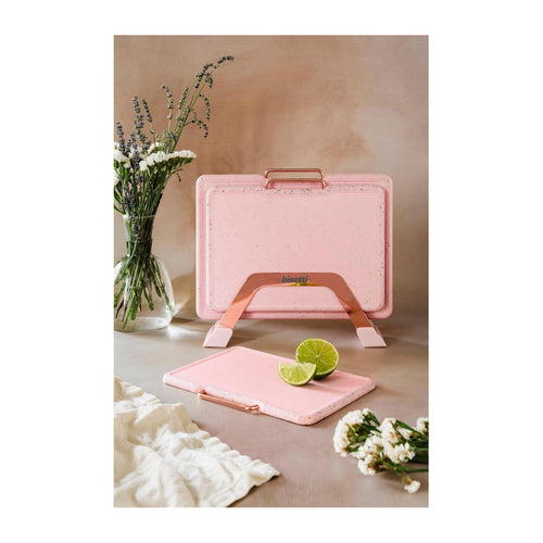 Ensemble De 3 Planches À Découper En Granit Effet « Stonerose » Avec Support En Acier Inoxydable