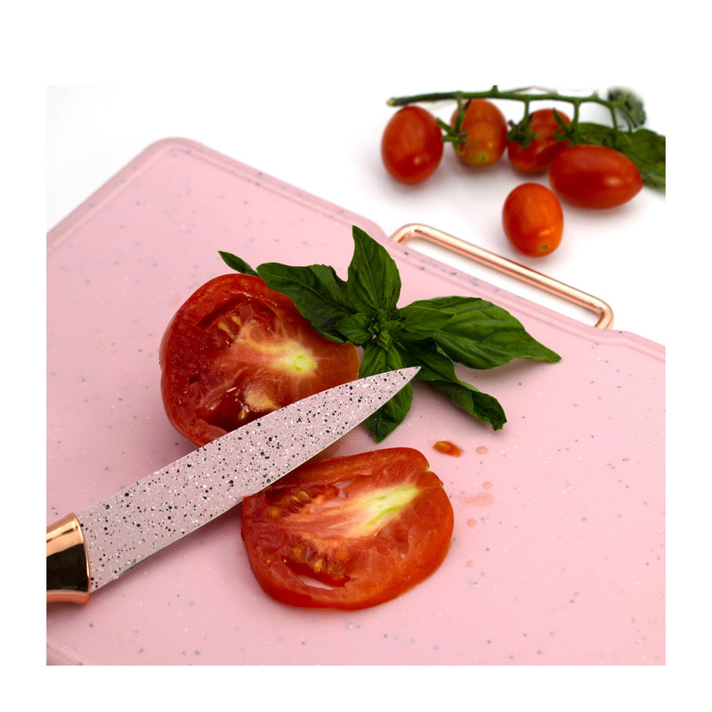 Ensemble De 3 Planches À Découper En Granit Effet « Stonerose » Avec Support En Acier Inoxydable