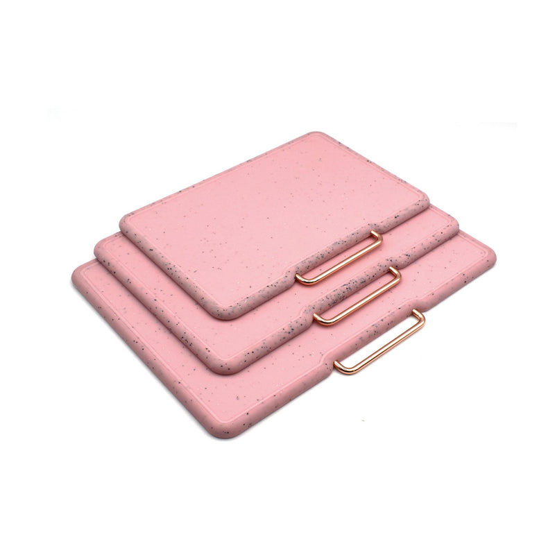 Ensemble De 3 Planches À Découper En Granit Effet « Stonerose » Avec Support En Acier Inoxydable