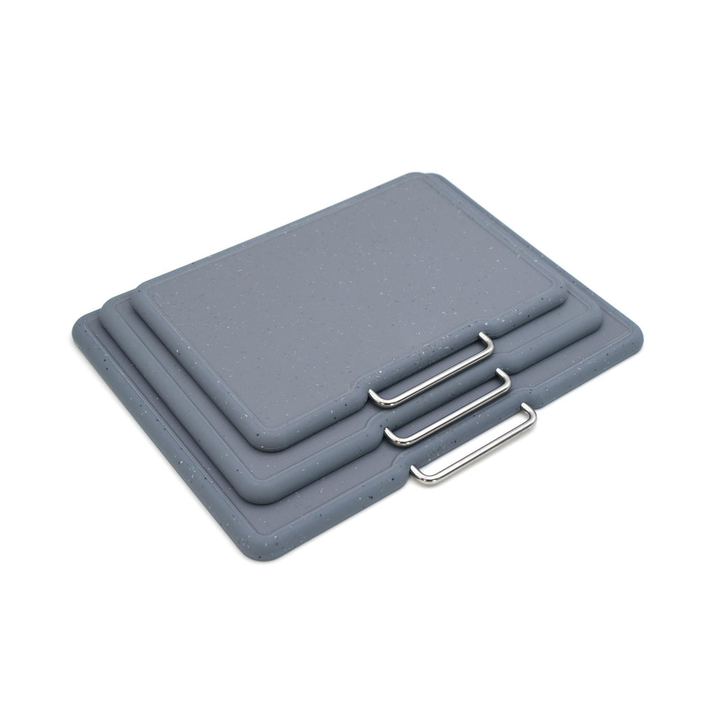 Set of 3 Granite "Pierre Gourmet" Effect Cutting Boards with Stainless Steel Stand