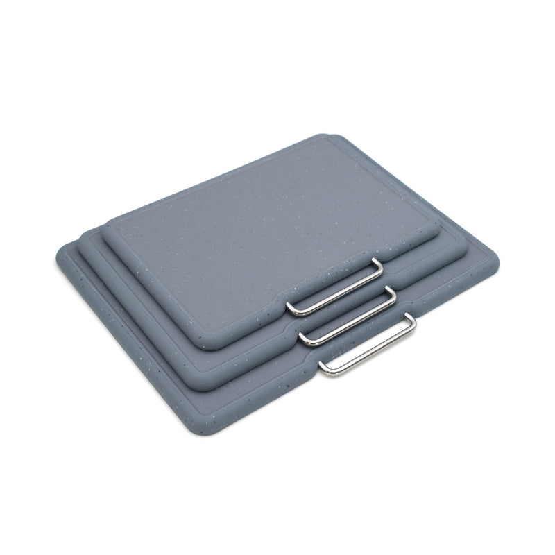 Ensemble De 3 Planches À Découper En Granit Effet « Pierre Gourmet » Avec Support En Acier Inoxydable