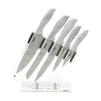 Set of 5 Stonewhite Knives - White Wood Handles