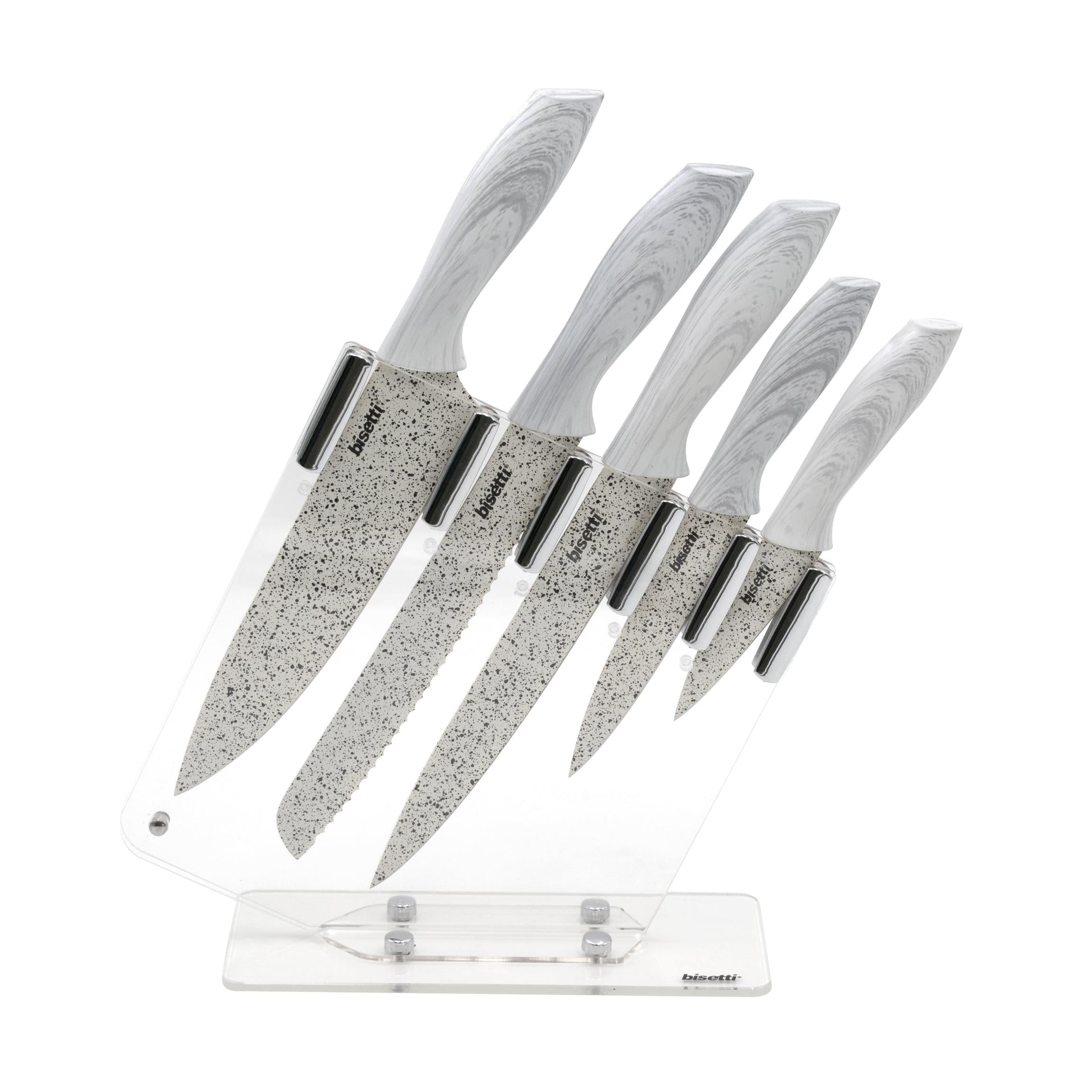 Set of 5 Stonewhite Knives - White Wood Handles