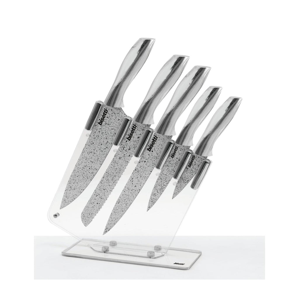 Set of 5 Stonewhite Knives - Silver-Finish Handles