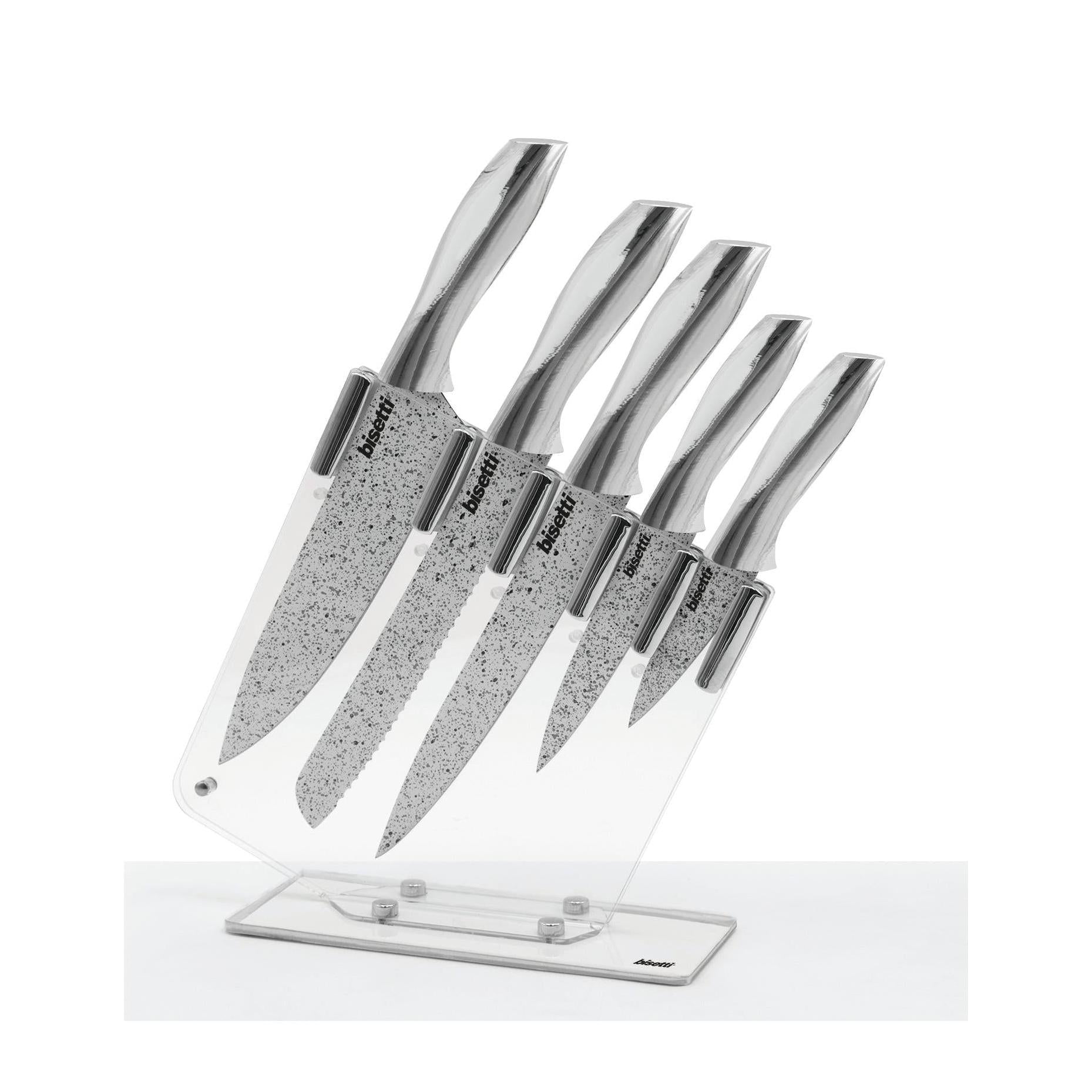Set of 5 Stonewhite Knives - Silver-Finish Handles