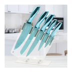 Set of 5 Miss Gourmet Knives - Green Gold Design Handles