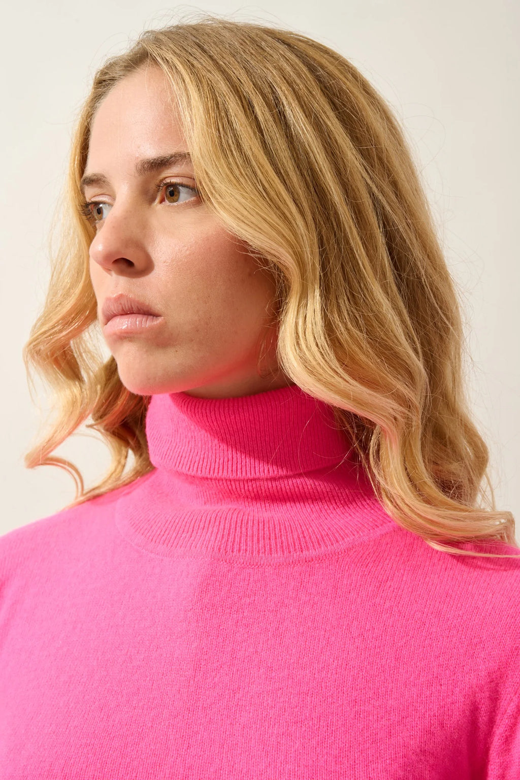 Pull Col Roulé - Bise - Flamand Rose Fluo