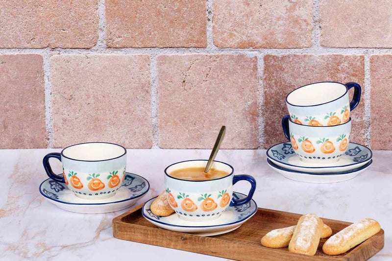 Tasse Napoli Et Soucoupe - 8 Pièces - Agrumi