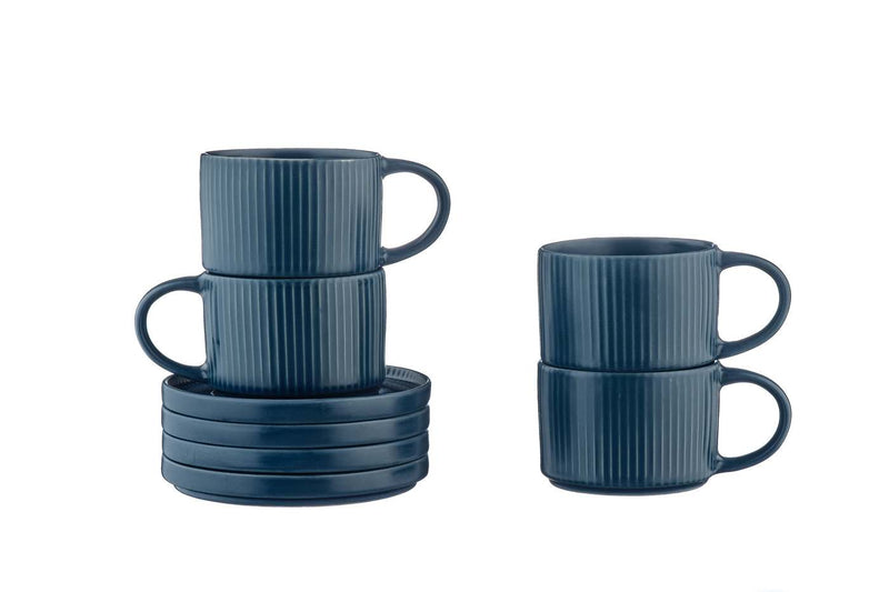 Tasse Scandi Et Soucoupe - 8 Pièces - Marine