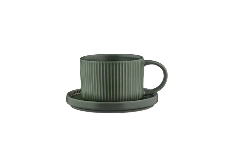 Tasse Scandi Et Soucoupe - 8 Pièces - Olive