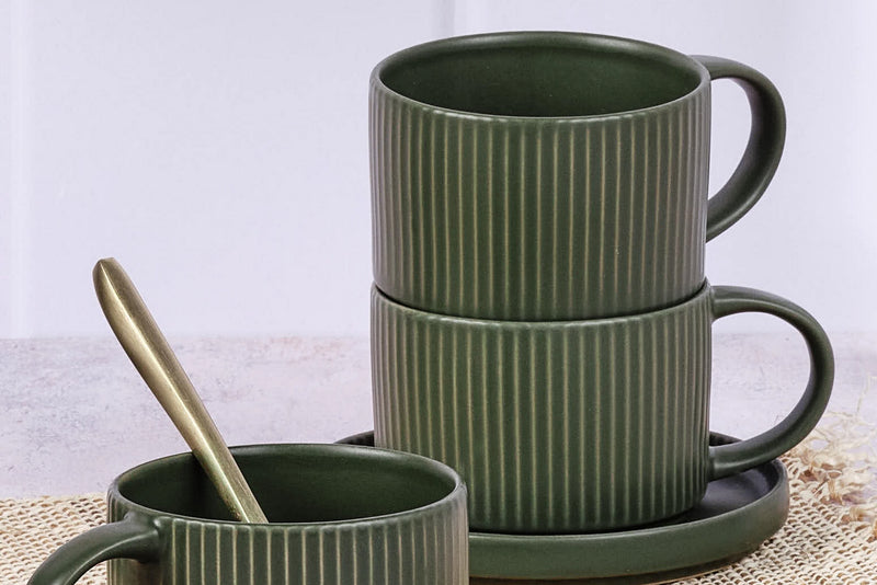 Tasse Scandi Et Soucoupe - 8 Pièces - Olive