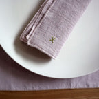Set of 2 Linen Table Napkins with Contrasting Topstitching