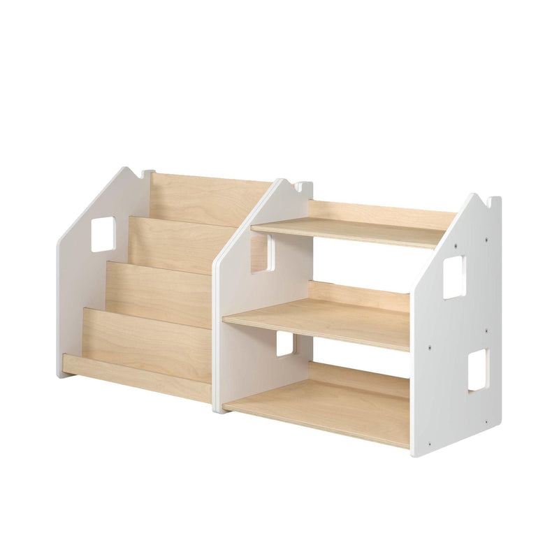 Bibliothèque & Étagère À Jouets Duo – Blanc & Gris