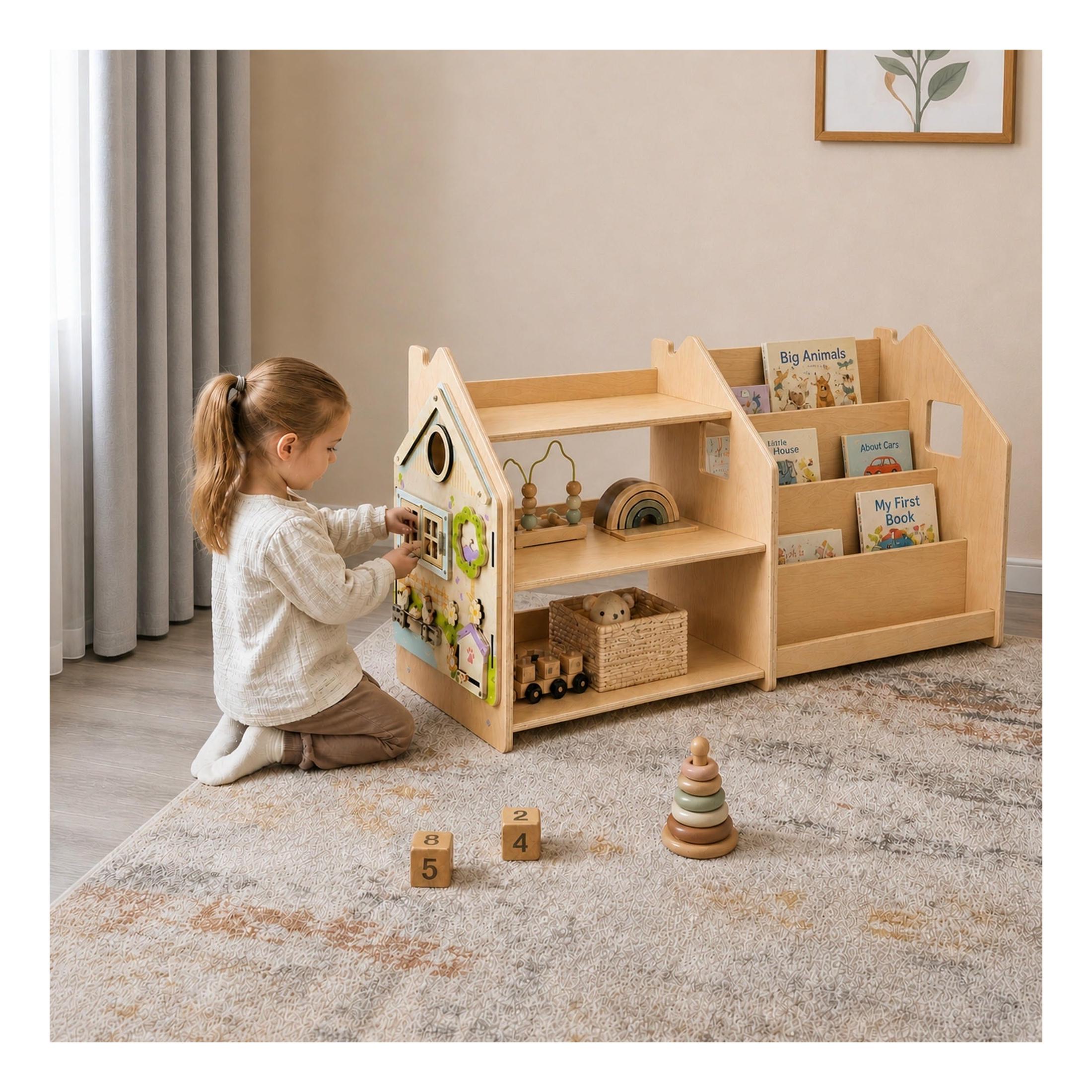 Bibliothèque & Étagère À Jouets Duo – Bleu Clair & Rose