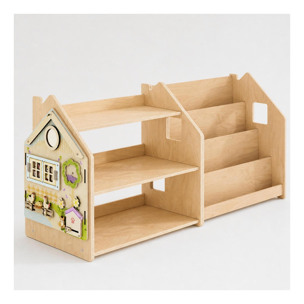 Bibliothèque & Étagère À Jouets Duo – Bleu Clair & Rose