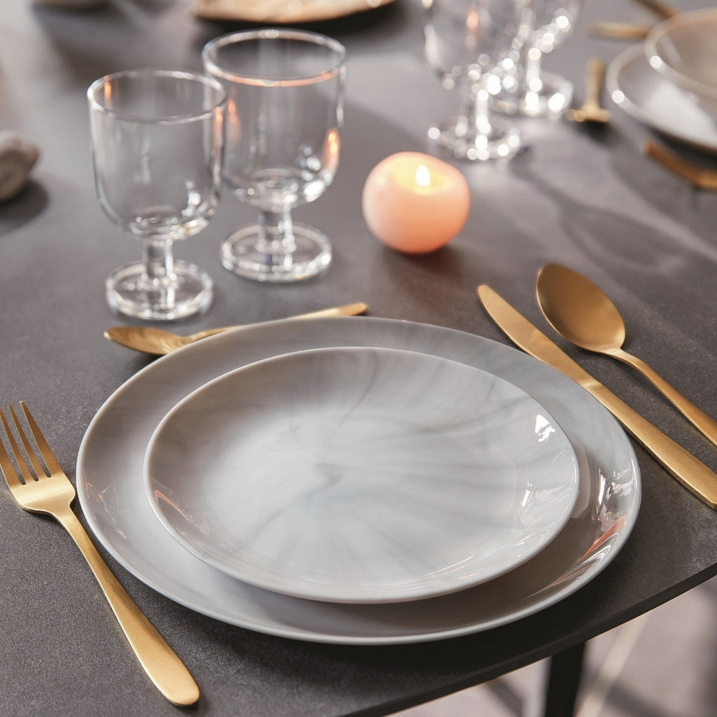 Diwali - 18-Piece Grey Marble-Effect Tableware Set - Luminarc