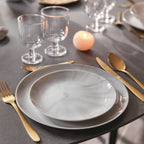 Diwali - 18-Piece Grey Marble-Effect Tableware Set - Luminarc
