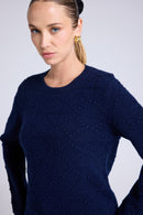 Pull Col Rond Bubble Cachemire Blair - Bleu Marine