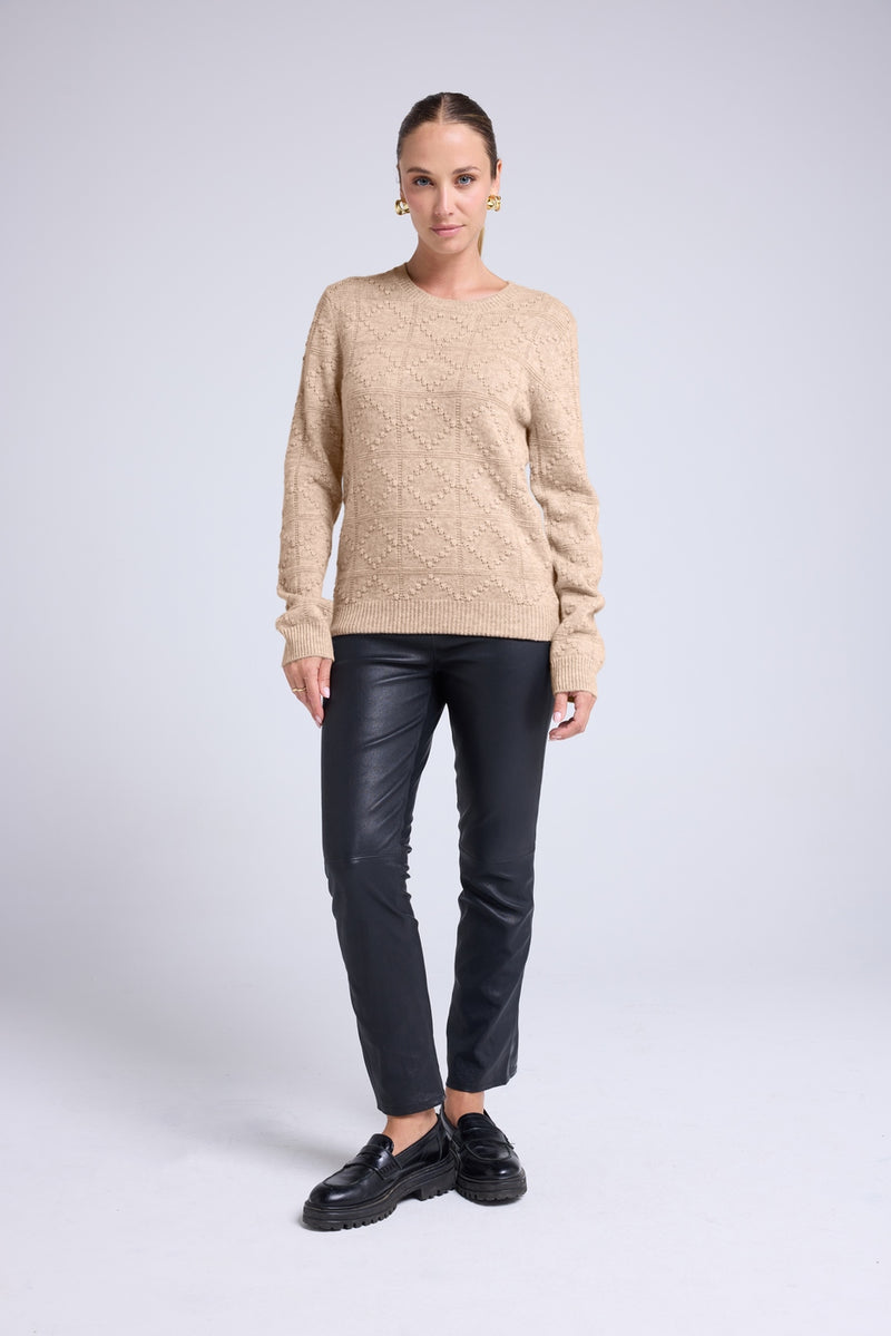 Pull Col Rond Bubble Cachemire Blair - Beige Crème