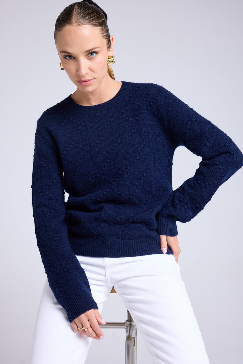 Pull Col Rond Bubble Cachemire Blair - Bleu Marine